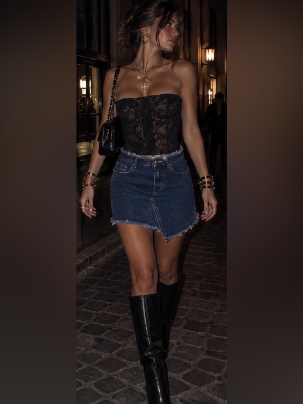 Superdown revolve Frayed asymmetrical denim Mini Skirt grunge boho Y2K
